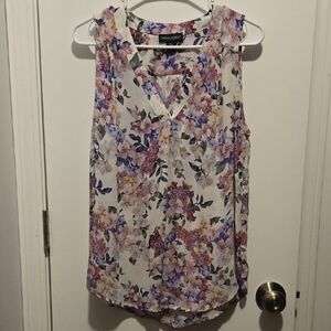 Cynthia Rowley Floral Sleeveless Blouse - Purple and Pink